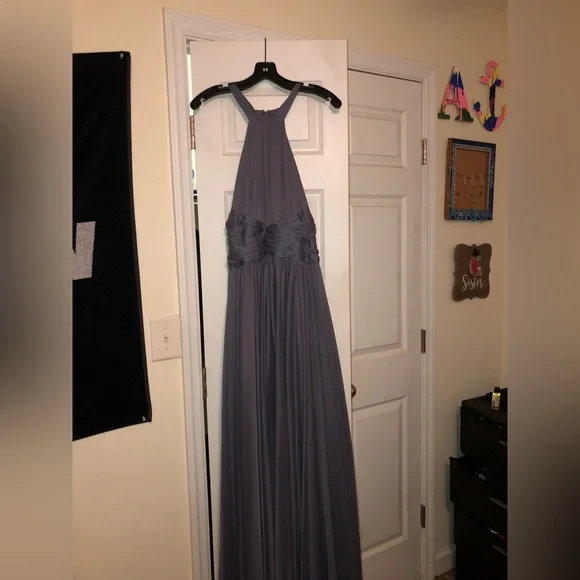 Full Length “Pewter Gray” Bridesmaid Dress